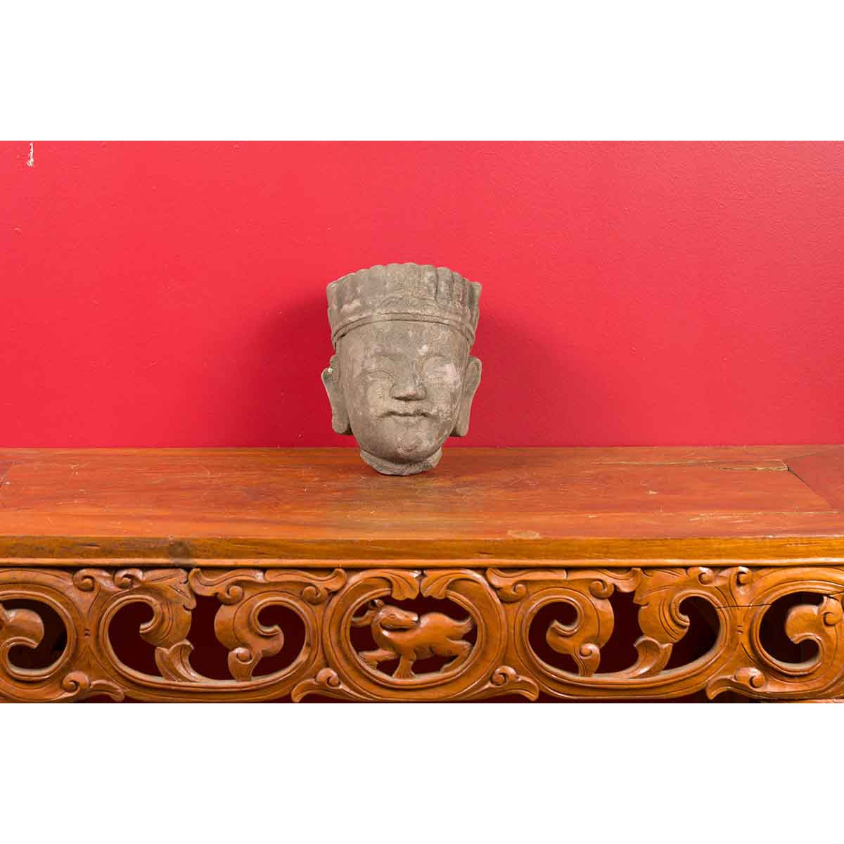 Chinese Qing Dynasty Period 19th Century Carved Head Sculpture of an Official-3. Asian & Chinese Furniture, Art, Antiques, Vintage Home Décor for sale at FEA Home