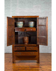 Chinese 19th Century Qing Dynasty Period Elmwood Cabinet with Doors and Drawers-3. Asian & Chinese Furniture, Art, Antiques, Vintage Home Décor for sale at FEA Home