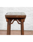 Chinese Qing Dynasty Elm Wine Table with Humpbacked Apron and Carved Spandrels-10. Asian & Chinese Furniture, Art, Antiques, Vintage Home Décor for sale at FEA Home