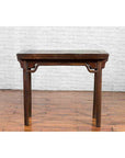 Chinese Qing Dynasty Elm Wine Table with Humpbacked Apron and Carved Spandrels-12. Asian & Chinese Furniture, Art, Antiques, Vintage Home Décor for sale at FEA Home