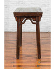 Chinese Qing Dynasty Elm Wine Table with Humpbacked Apron and Carved Spandrels-13. Asian & Chinese Furniture, Art, Antiques, Vintage Home Décor for sale at FEA Home