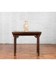 Chinese Qing Dynasty Elm Wine Table with Humpbacked Apron and Carved Spandrels-3. Asian & Chinese Furniture, Art, Antiques, Vintage Home Décor for sale at FEA Home