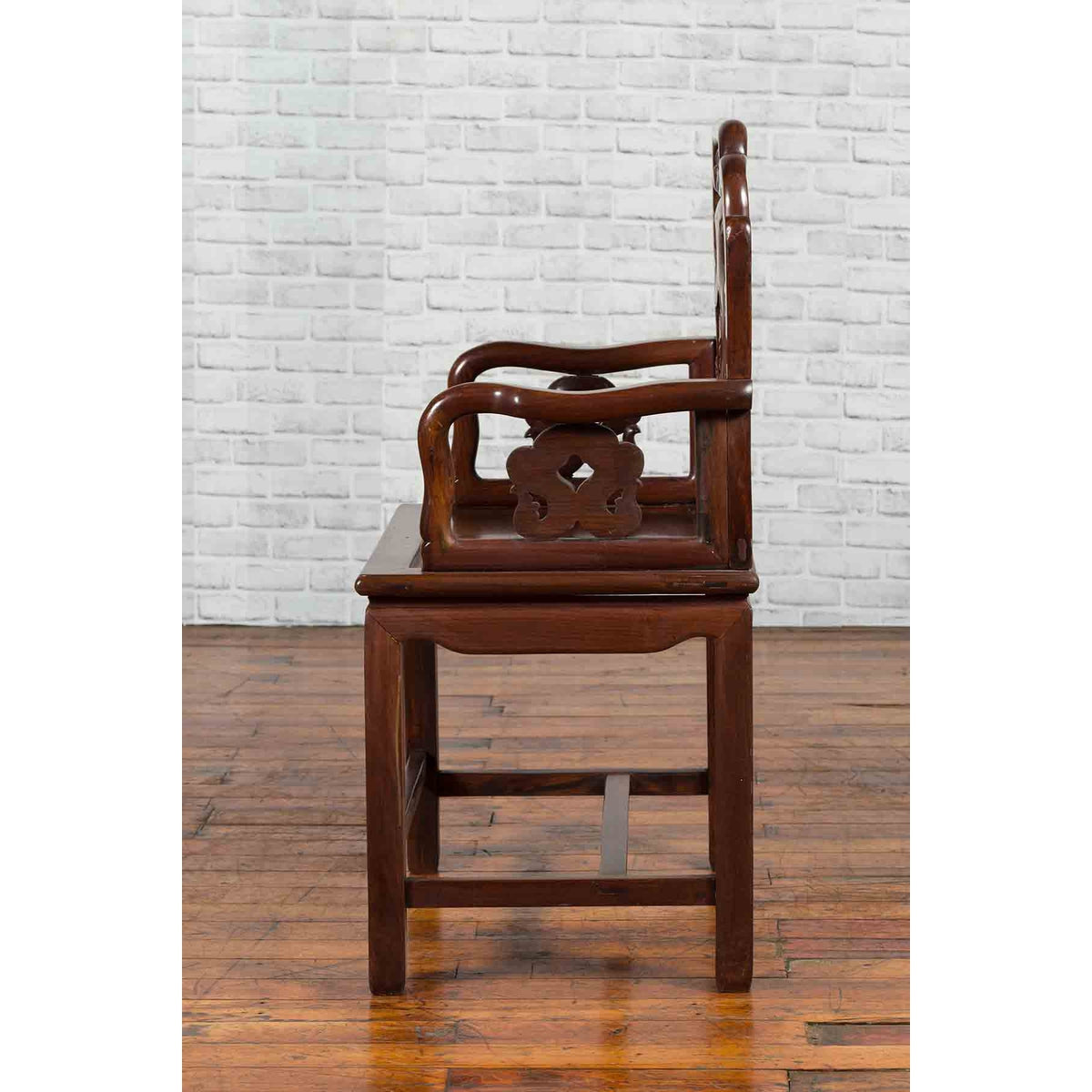 Qing Dynasty Rosewood Armchair with Carved Back & Arms-12. Asian & Chinese Furniture, Art, Antiques, Vintage Home Décor for sale at FEA Home