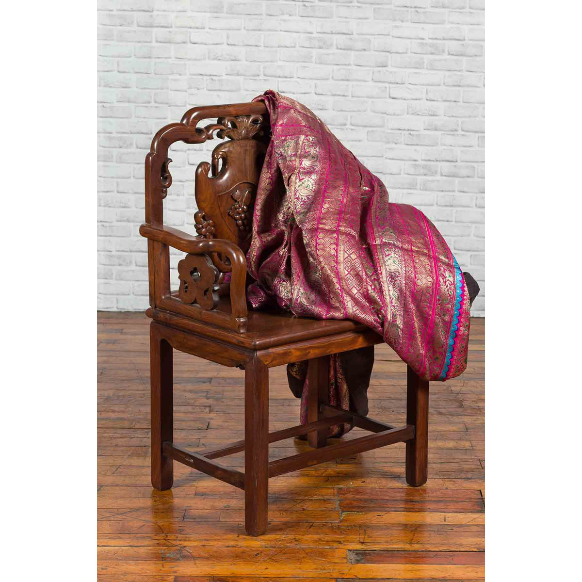Qing Dynasty Rosewood Armchair with Carved Back & Arms-4. Asian & Chinese Furniture, Art, Antiques, Vintage Home Décor for sale at FEA Home
