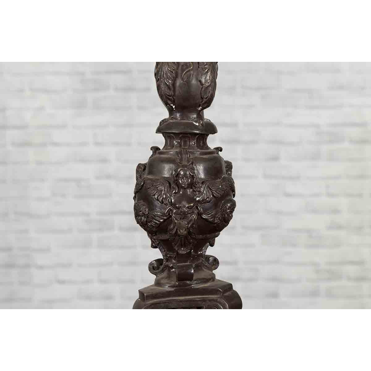 Pair of Vintage Baroque Style Cast Bronze Candlesticks with Cherub Figures-8. Asian & Chinese Furniture, Art, Antiques, Vintage Home Décor for sale at FEA Home