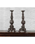 Pair of Vintage Baroque Style Cast Bronze Candlesticks with Cherub Figures-5. Asian & Chinese Furniture, Art, Antiques, Vintage Home Décor for sale at FEA Home