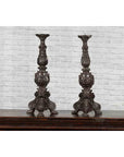 Pair of Vintage Baroque Style Cast Bronze Candlesticks with Cherub Figures-6. Asian & Chinese Furniture, Art, Antiques, Vintage Home Décor for sale at FEA Home