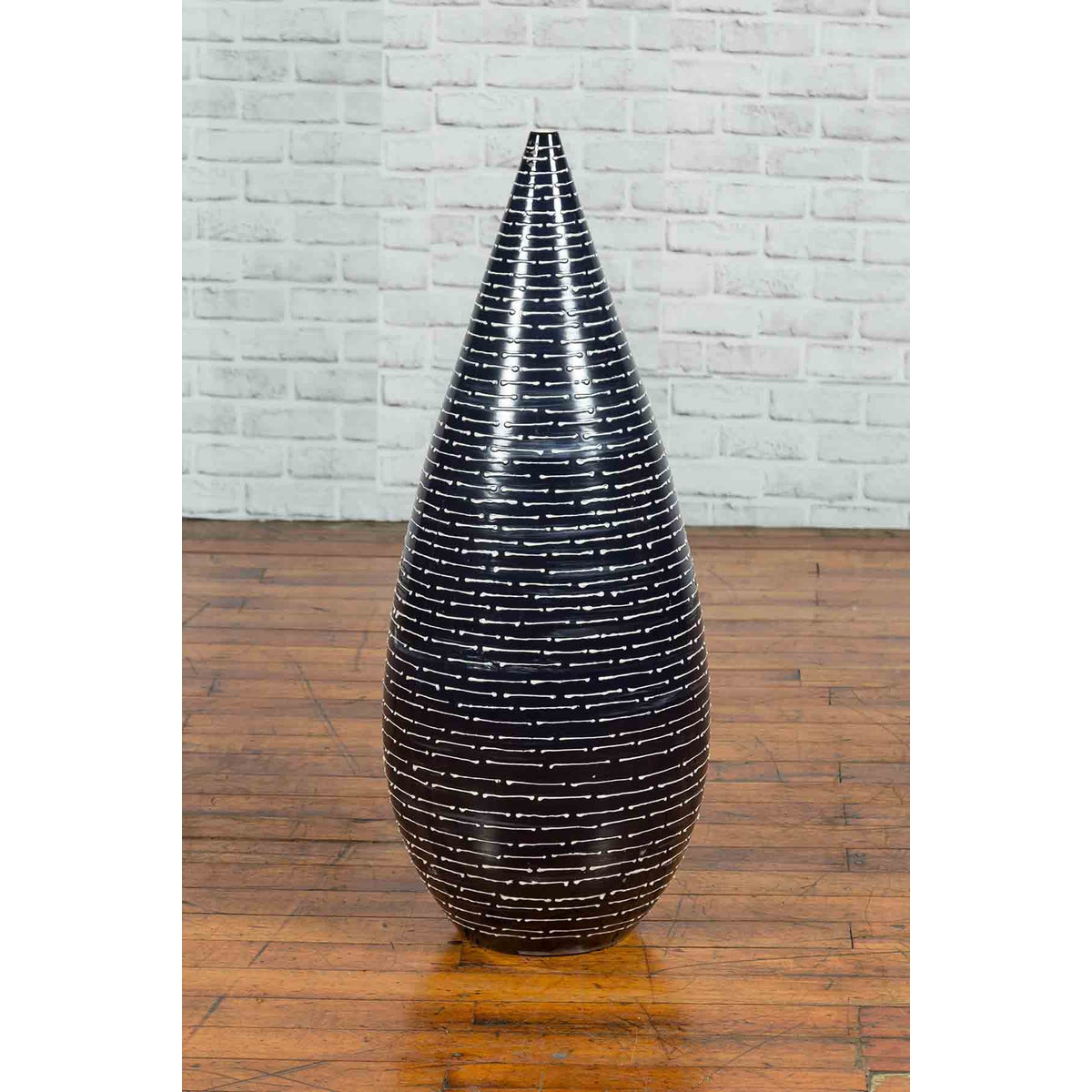 Thai Chiang Mai Contemporary Black and White Vase from the Prem Collection-9. Asian & Chinese Furniture, Art, Antiques, Vintage Home Décor for sale at FEA Home
