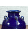 Large Antique Early 20th Century Vietnamese Blue Martaban Jar with Raised Motifs-6. Asian & Chinese Furniture, Art, Antiques, Vintage Home Décor for sale at FEA Home