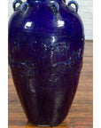 Large Antique Early 20th Century Vietnamese Blue Martaban Jar with Raised Motifs-7. Asian & Chinese Furniture, Art, Antiques, Vintage Home Décor for sale at FEA Home