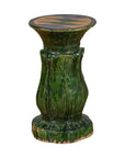 Antique Vietnamese Green Glazed Pedestal with Foliage Design and Diamond Motifs-1. Asian & Chinese Furniture, Art, Antiques, Vintage Home Décor for sale at FEA Home