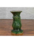 Antique Vietnamese Green Glazed Pedestal with Foliage Design and Diamond Motifs-3. Asian & Chinese Furniture, Art, Antiques, Vintage Home Décor for sale at FEA Home