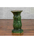 Antique Vietnamese Green Glazed Pedestal with Foliage Design and Diamond Motifs-8. Asian & Chinese Furniture, Art, Antiques, Vintage Home Décor for sale at FEA Home