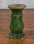 Antique Vietnamese Green Glazed Pedestal with Foliage Design and Diamond Motifs-2. Asian & Chinese Furniture, Art, Antiques, Vintage Home Décor for sale at FEA Home