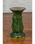 Antique Vietnamese Green Glazed Pedestal with Foliage Design and Diamond Motifs-10. Asian & Chinese Furniture, Art, Antiques, Vintage Home Décor for sale at FEA Home