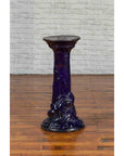 Chinese Antique Dark Blue Glazed Pedestal Stand with Raised Motifs-3. Asian & Chinese Furniture, Art, Antiques, Vintage Home Décor for sale at FEA Home
