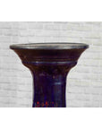 Chinese Antique Dark Blue Glazed Pedestal Stand with Raised Motifs-4. Asian & Chinese Furniture, Art, Antiques, Vintage Home Décor for sale at FEA Home