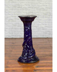 Chinese Antique Dark Blue Glazed Pedestal Stand with Raised Motifs-8. Asian & Chinese Furniture, Art, Antiques, Vintage Home Décor for sale at FEA Home