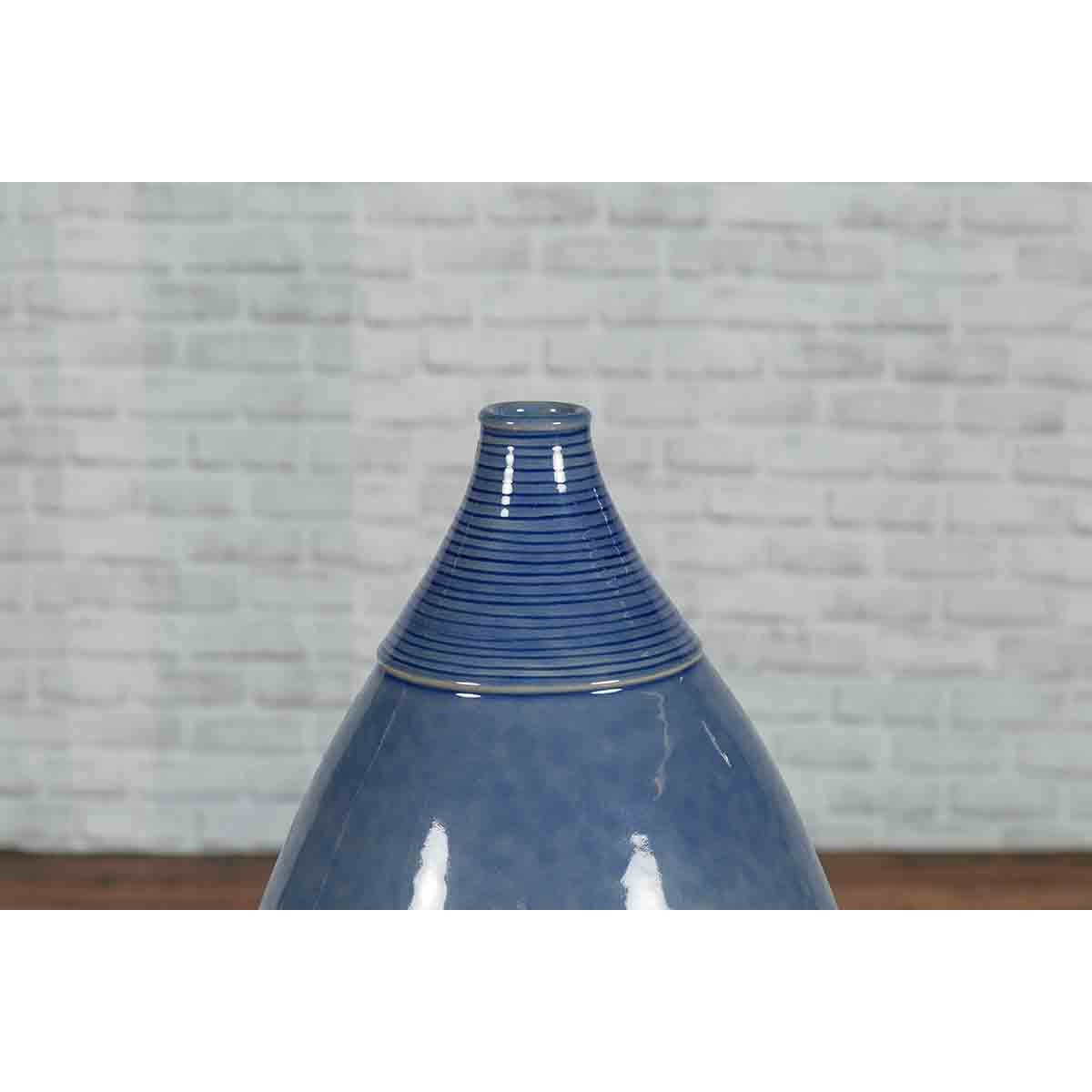 Large Thai Chiang Mai Contemporary Blue Tapered Vase from the Prem Collection-3. Asian & Chinese Furniture, Art, Antiques, Vintage Home Décor for sale at FEA Home