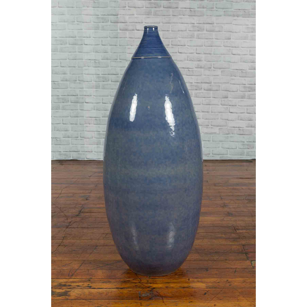 Large Thai Chiang Mai Contemporary Blue Tapered Vase from the Prem Collection-7. Asian & Chinese Furniture, Art, Antiques, Vintage Home Décor for sale at FEA Home