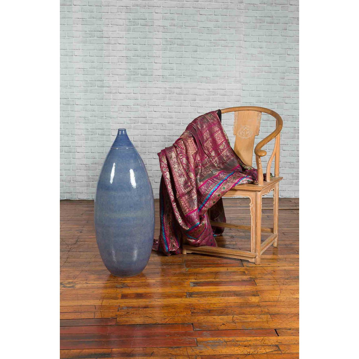 Large Thai Chiang Mai Contemporary Blue Tapered Vase from the Prem Collection-4. Asian & Chinese Furniture, Art, Antiques, Vintage Home Décor for sale at FEA Home