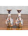 Pair of Chinese Arita Style Palace Vases with Blue, Orange, Green and Gold Decor-13. Asian & Chinese Furniture, Art, Antiques, Vintage Home Décor for sale at FEA Home