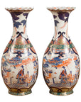 Pair of Chinese Arita Style Palace Vases with Blue, Orange, Green and Gold Decor-1. Asian & Chinese Furniture, Art, Antiques, Vintage Home Décor for sale at FEA Home