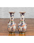 Pair of Chinese Arita Style Palace Vases with Blue, Orange, Green and Gold Decor-10. Asian & Chinese Furniture, Art, Antiques, Vintage Home Décor for sale at FEA Home