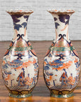 Pair of Chinese Arita Style Palace Vases with Blue, Orange, Green and Gold Decor-2. Asian & Chinese Furniture, Art, Antiques, Vintage Home Décor for sale at FEA Home