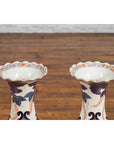 Pair of Chinese Arita Style Palace Vases with Blue, Orange, Green and Gold Decor-6. Asian & Chinese Furniture, Art, Antiques, Vintage Home Décor for sale at FEA Home