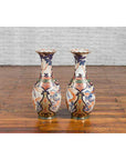Pair of Chinese Arita Style Palace Vases with Blue, Orange, Green and Gold Decor-11. Asian & Chinese Furniture, Art, Antiques, Vintage Home Décor for sale at FEA Home