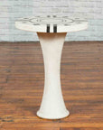 White Marble Side Table with Poker Design Round Top and Pedestal Hourglass Base-2. Asian & Chinese Furniture, Art, Antiques, Vintage Home Décor for sale at FEA Home
