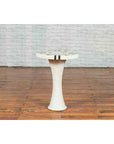 White Marble Side Table with Poker Design Round Top and Pedestal Hourglass Base-5. Asian & Chinese Furniture, Art, Antiques, Vintage Home Décor for sale at FEA Home
