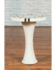 White Marble Side Table with Poker Design Round Top and Pedestal Hourglass Base-7. Asian & Chinese Furniture, Art, Antiques, Vintage Home Décor for sale at FEA Home