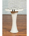 White Marble Side Table with Poker Design Round Top and Pedestal Hourglass Base-8. Asian & Chinese Furniture, Art, Antiques, Vintage Home Décor for sale at FEA Home