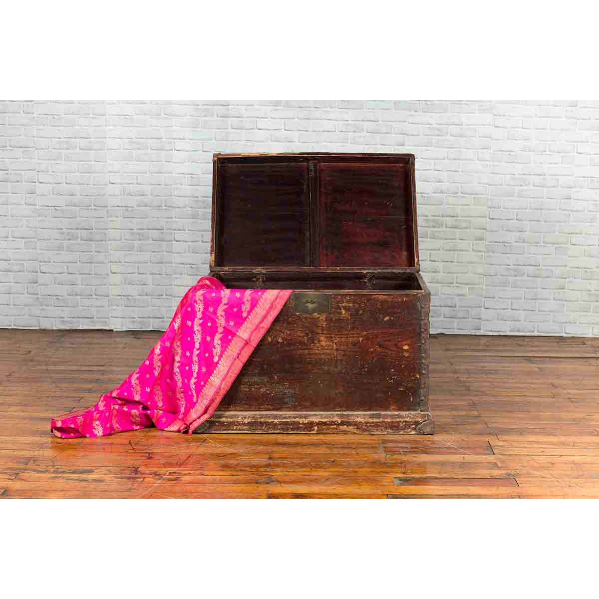Chinese Qing Dynasty 19th Century Distressed Blanket Chest with Iron Fittings-5. Asian & Chinese Furniture, Art, Antiques, Vintage Home Décor for sale at FEA Home