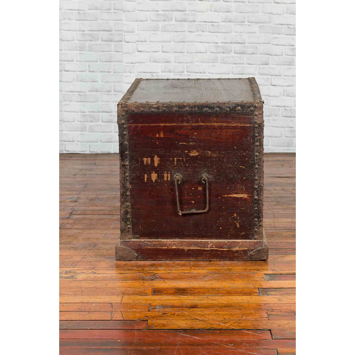 Chinese Qing Dynasty 19th Century Distressed Blanket Chest with Iron Fittings-6. Asian & Chinese Furniture, Art, Antiques, Vintage Home Décor for sale at FEA Home