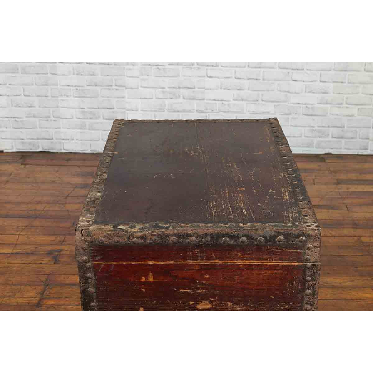 Chinese Qing Dynasty 19th Century Distressed Blanket Chest with Iron Fittings-7. Asian & Chinese Furniture, Art, Antiques, Vintage Home Décor for sale at FEA Home