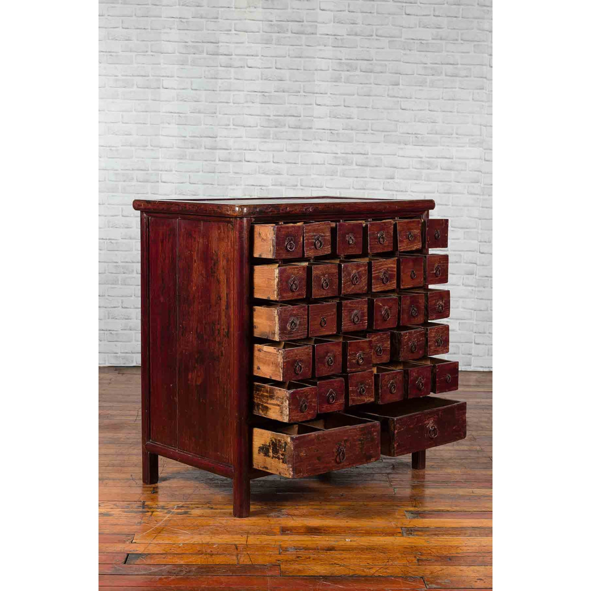 Chinese Qing Dynasty Period Apothecary Chest with 32 Drawers and Aged Patina-5. Asian & Chinese Furniture, Art, Antiques, Vintage Home Décor for sale at FEA Home