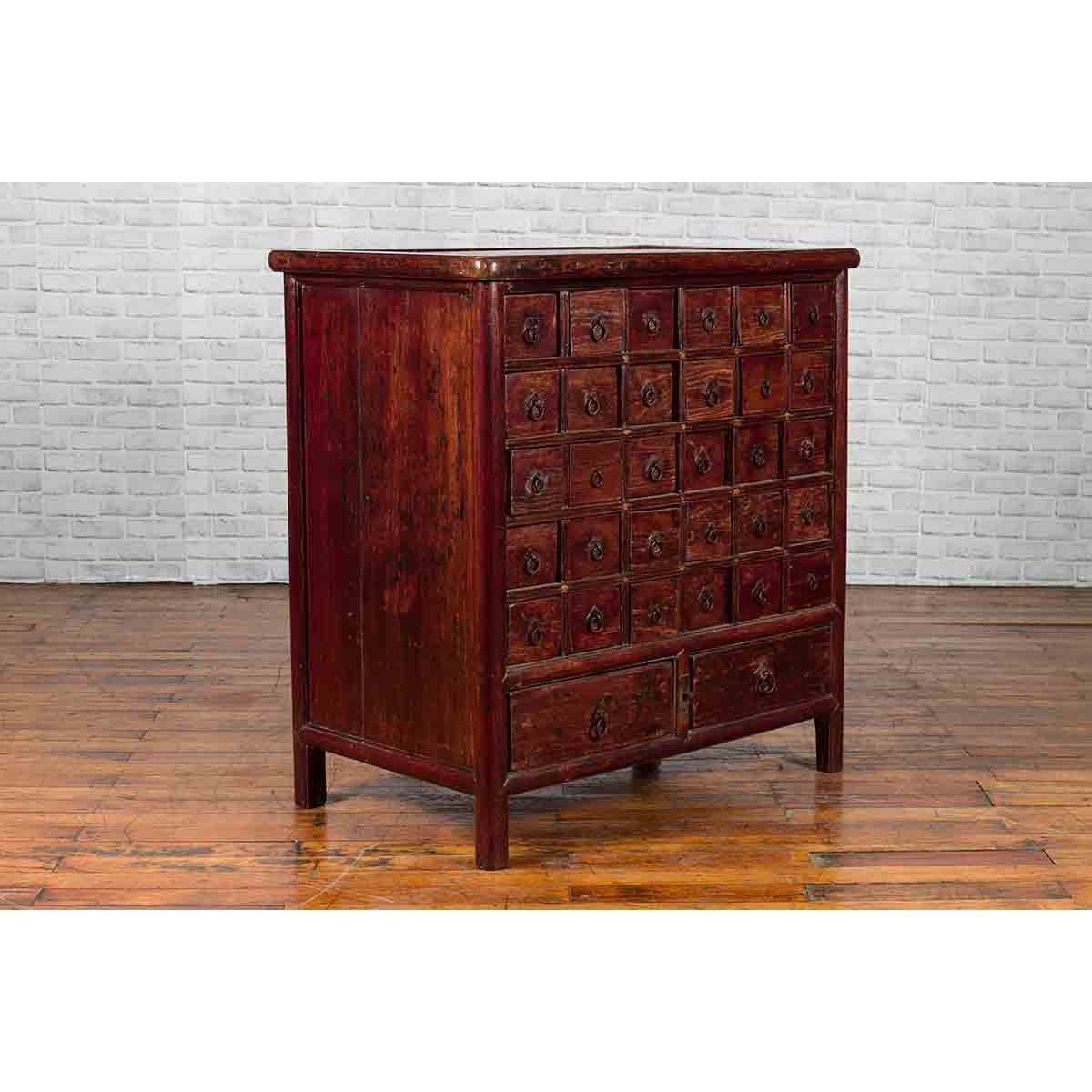 Chinese Qing Dynasty Period Apothecary Chest with 32 Drawers and Aged Patina-14. Asian & Chinese Furniture, Art, Antiques, Vintage Home Décor for sale at FEA Home
