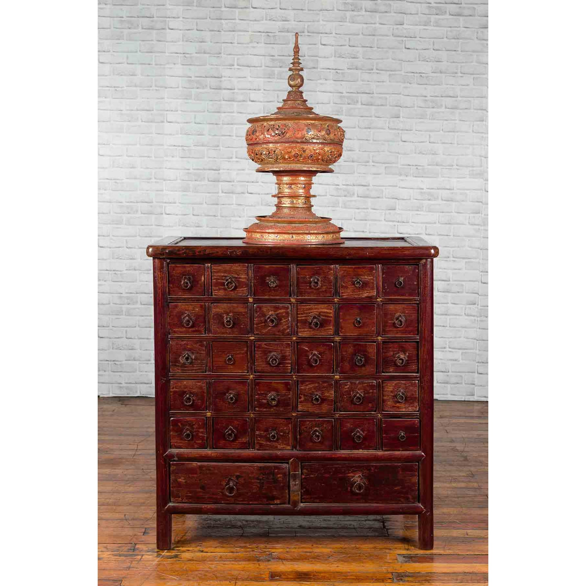 Chinese Qing Dynasty Period Apothecary Chest with 32 Drawers and Aged Patina-3. Asian & Chinese Furniture, Art, Antiques, Vintage Home Décor for sale at FEA Home