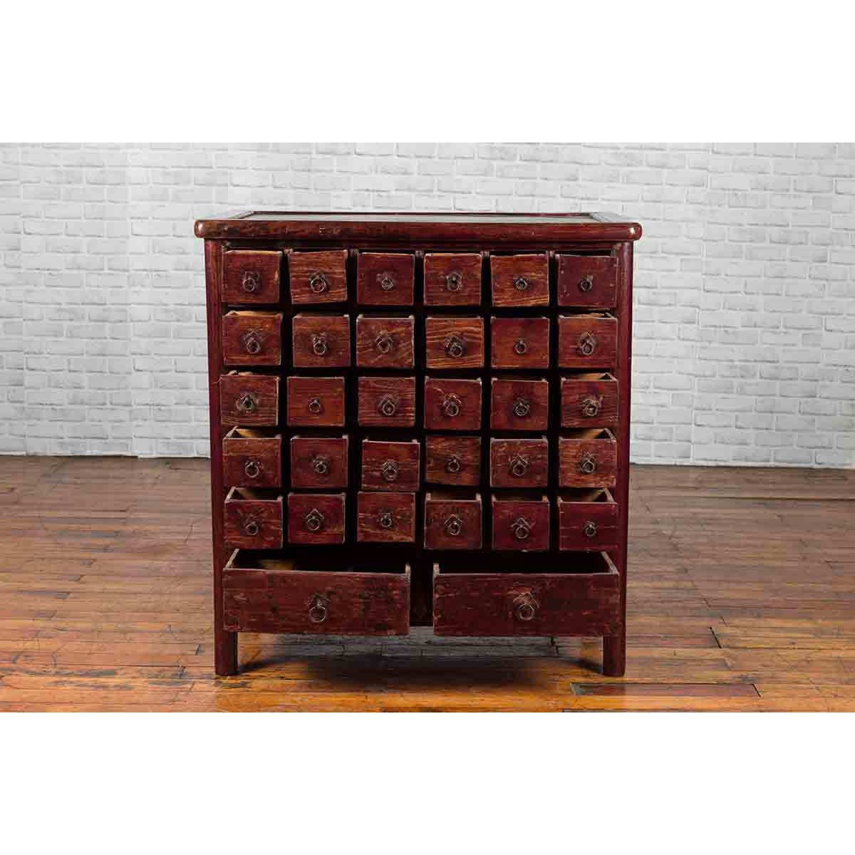 Chinese Qing Dynasty Period Apothecary Chest with 32 Drawers and Aged Patina-6. Asian & Chinese Furniture, Art, Antiques, Vintage Home Décor for sale at FEA Home