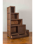 Japanese Tansu Staircase Design Cabinet with Bookshelves & Drawers-6. Asian & Chinese Furniture, Art, Antiques, Vintage Home Décor for sale at FEA Home
