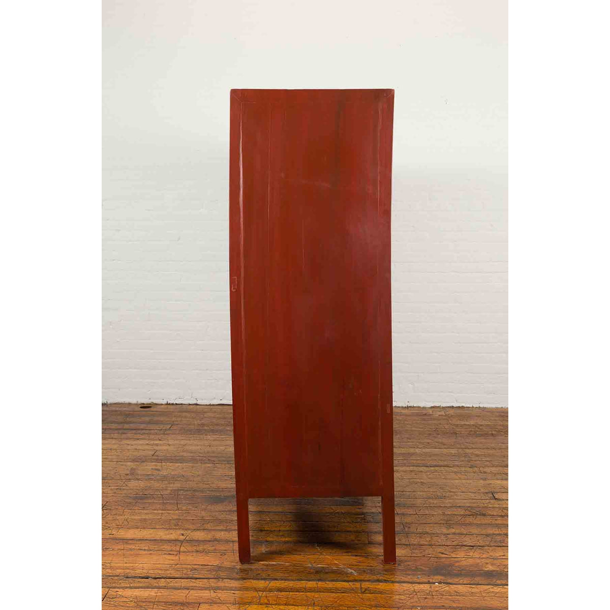 Chinese Early 20th Century Red Lacquered Display Cabinet with Three Drawers-12. Asian & Chinese Furniture, Art, Antiques, Vintage Home Décor for sale at FEA Home