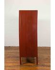 Chinese Early 20th Century Red Lacquered Display Cabinet with Three Drawers-12. Asian & Chinese Furniture, Art, Antiques, Vintage Home Décor for sale at FEA Home