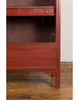 Chinese Early 20th Century Red Lacquered Display Cabinet with Three Drawers-11. Asian & Chinese Furniture, Art, Antiques, Vintage Home Décor for sale at FEA Home