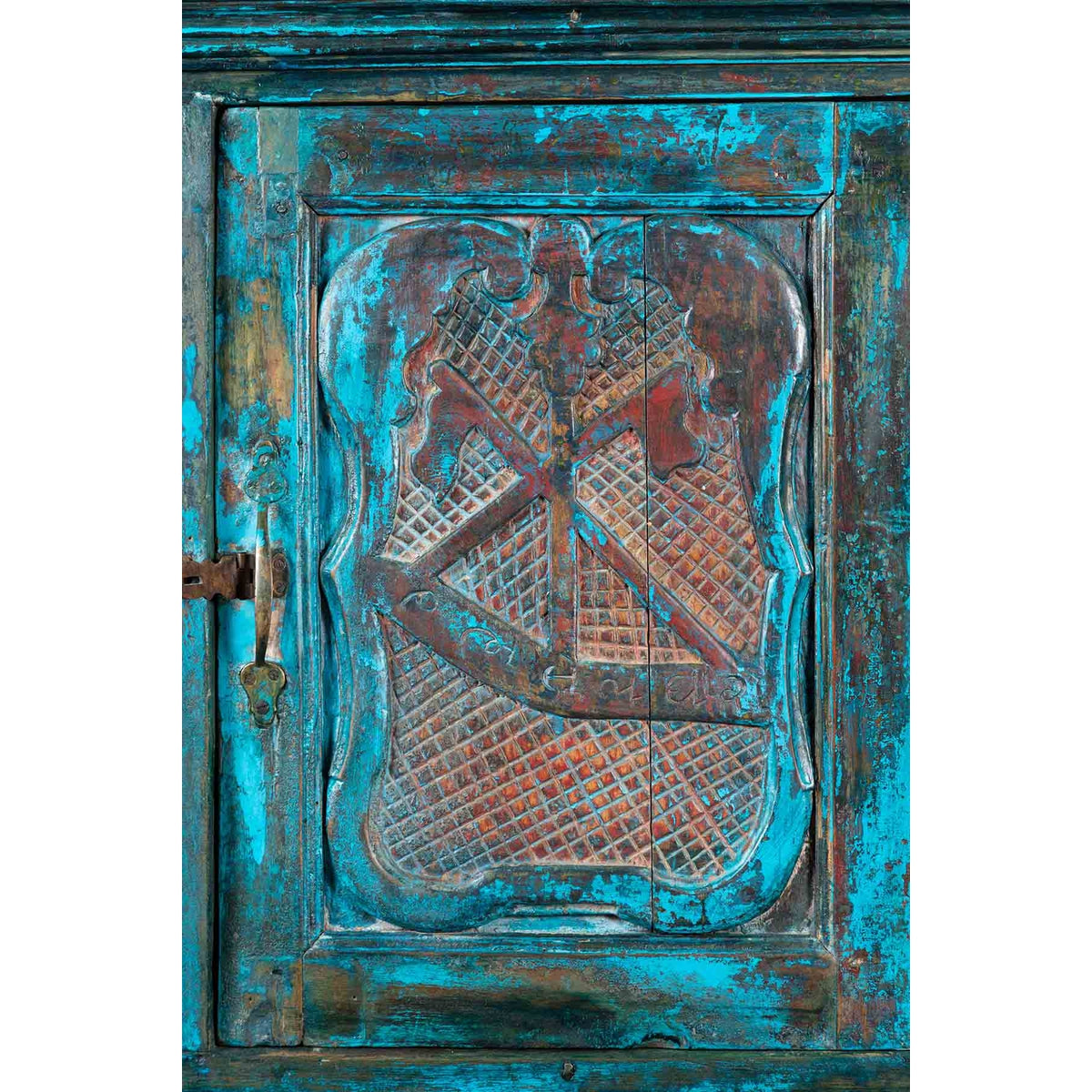 Large 19th Century Royal Teal Cabinet-13. Asian & Chinese Furniture, Art, Antiques, Vintage Home Décor for sale at FEA Home