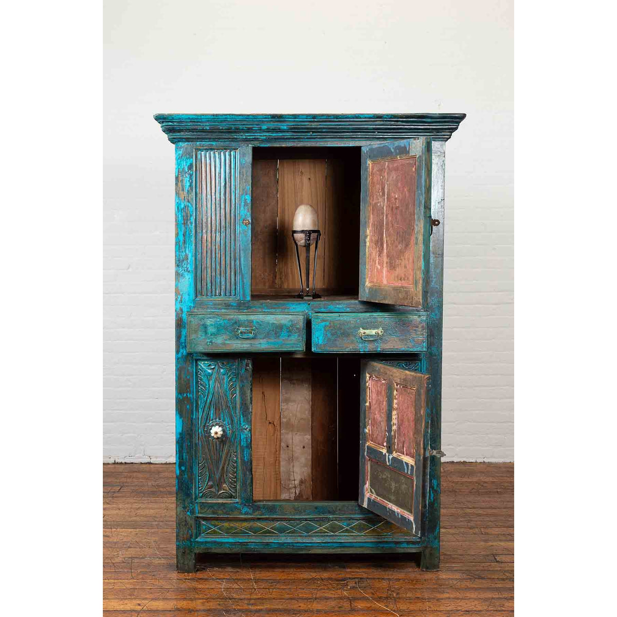 Large 19th Century Royal Teal Cabinet-4. Asian & Chinese Furniture, Art, Antiques, Vintage Home Décor for sale at FEA Home