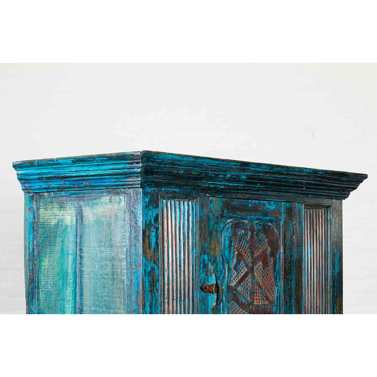 Large 19th Century Royal Teal Cabinet-14. Asian & Chinese Furniture, Art, Antiques, Vintage Home Décor for sale at FEA Home
