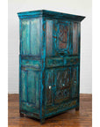 Large 19th Century Royal Teal Cabinet-3. Asian & Chinese Furniture, Art, Antiques, Vintage Home Décor for sale at FEA Home